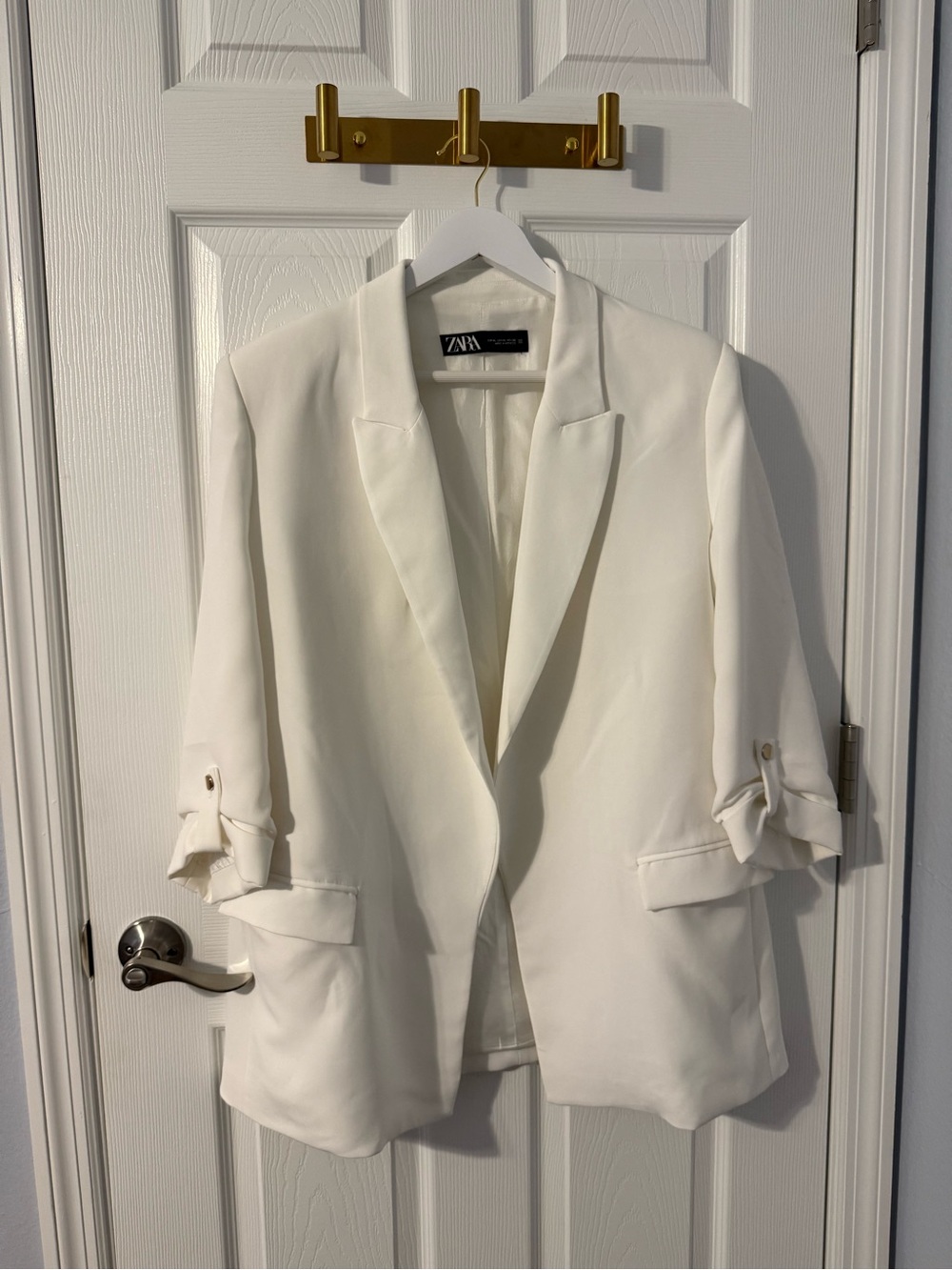 Zara Women’s White Open-Front Blazer